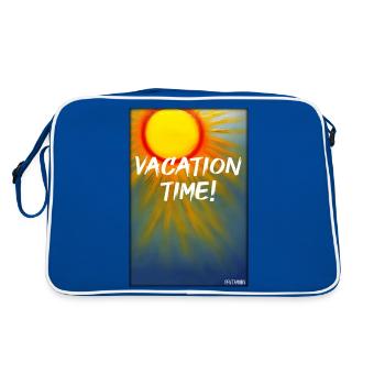 VACATION TIME- Urlaub Sonne Party Strand Meer - Retro Tasche - Blau/Weiß - Hinten