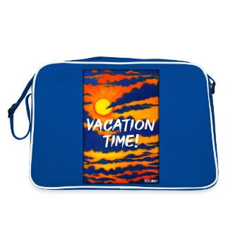 VACATION TIME- Urlaub Sonne Party Strand Meer - Retro Tasche - Blau/Weiß - Hinten