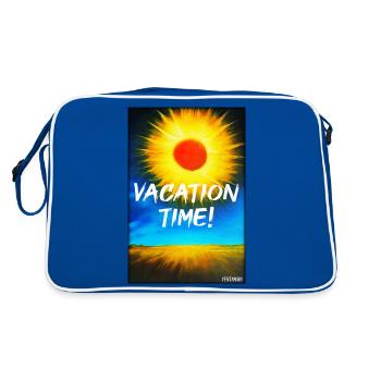 VACATION TIME- Urlaub Sonne Party Strand Meer - Retro Tasche - Blau/Weiß - Hinten