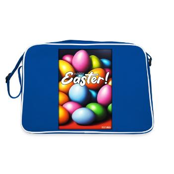 Joyeuses Pâques - Oeuf de Pâques Easter Oeufs colorés - Sac Retro - bleu/blanc - Dos