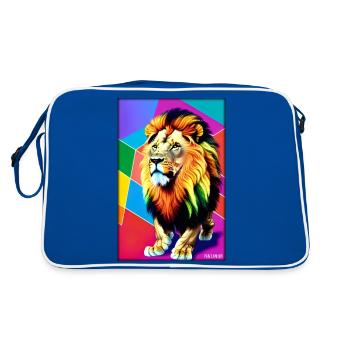 Leo Polygon Arc-en-ciel coloré sauvage Faune sauvage - Sac Retro - bleu/blanc - Dos