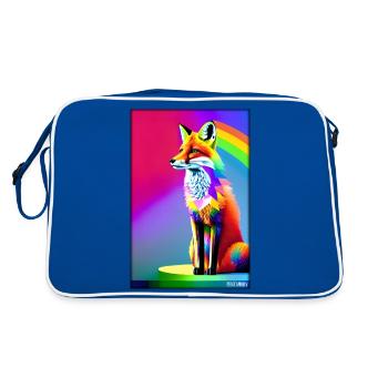 Fuchs Polygon Waldbewohner Waldtier Wildnis Tier - Retro Tasche - Blau/Weiß - Hinten
