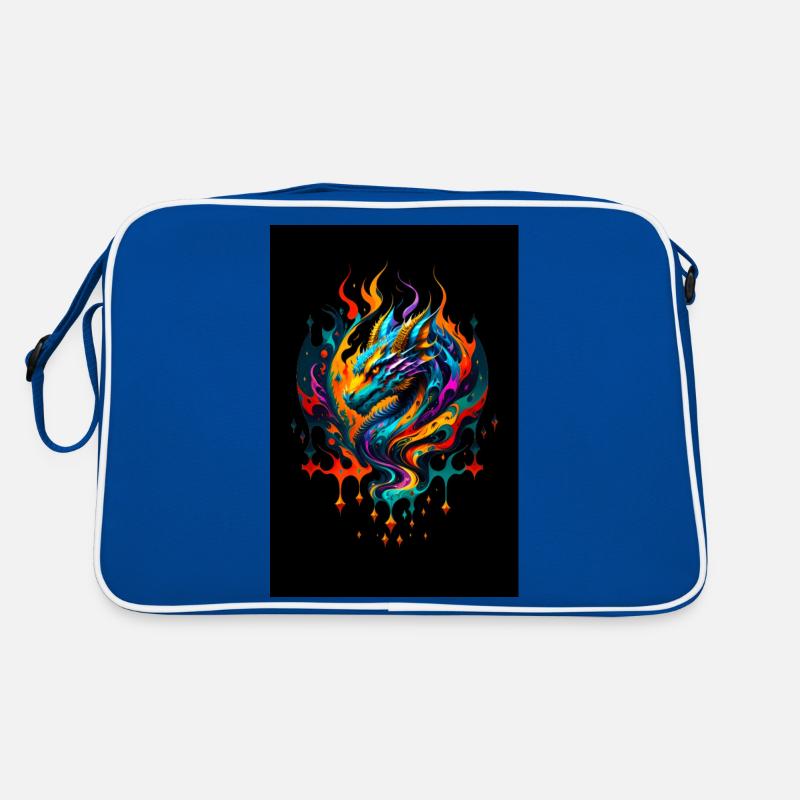 Drachen - Retro Tasche - Blau/Weiß