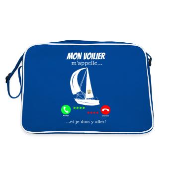 Mein Segelboot ruft mich - Retro Tasche - Blau/Weiß - Hinten