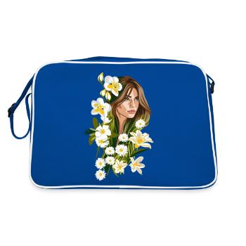 BELIA Illustration Woman with White Flowers - Retro Bag - blue/white - Back