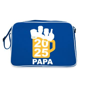 Bier Liga Logo Maßkrug Vatertag 2025 Papa 2 - Retro Tasche - Blau/Weiß - Hinten