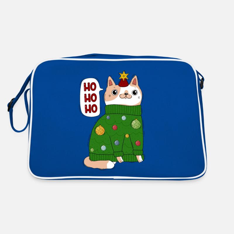 Katze im Weihnachtspullover Retro Tasche