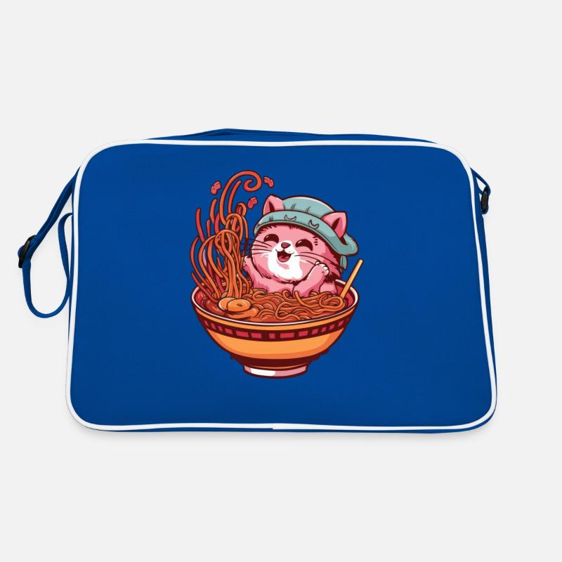 Kawaii Cat with Ramen Bowl Retro Bag