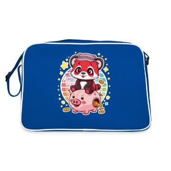 Panda Kawaii Rouge avec Tirelire - Sac Retro - bleu/blanc - Dos
