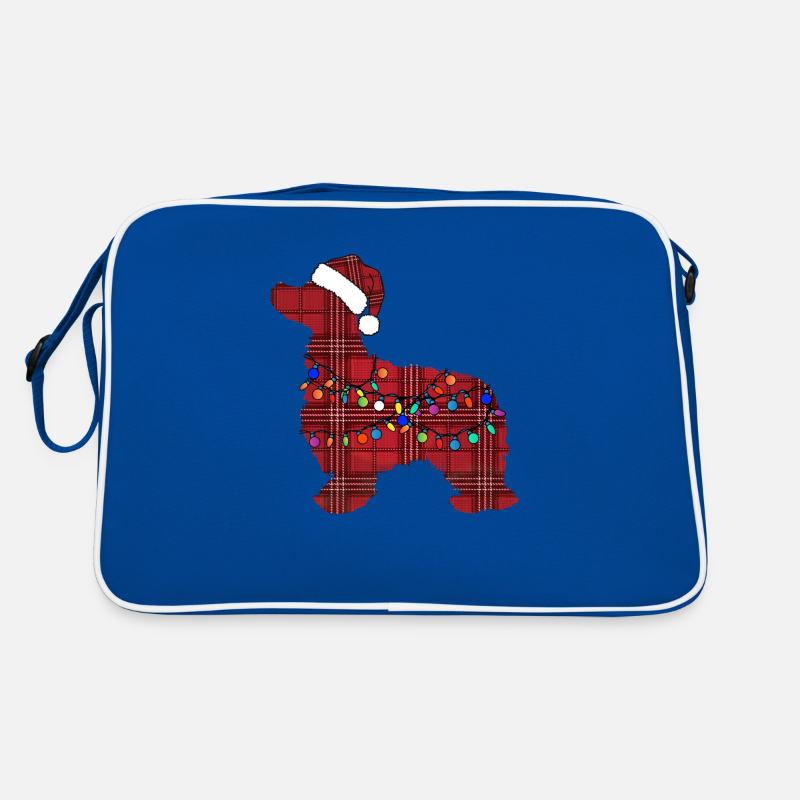 Cocker Spaniel Hund Lichterkette Nikolaus Mütze Retro Tasche