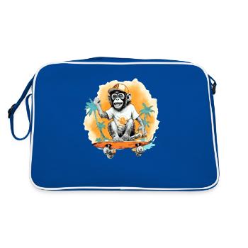 Kiki le singe skateur - Sac Retro - bleu/blanc - Dos