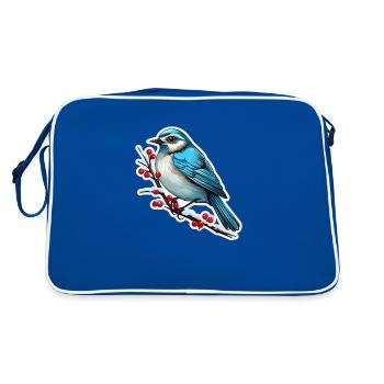 Oiseaux en hiver - Sac Retro - bleu/blanc - Dos