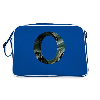 Green marbled letter o - Retro Bag - blue/white - Back