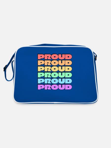 PROUD gay pride 6 rainbow colors - Retro Bag - blue/white - Back