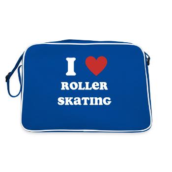 Ich liebe Rollschuhlaufen - Retro Tasche - Blau/Weiß - Hinten
