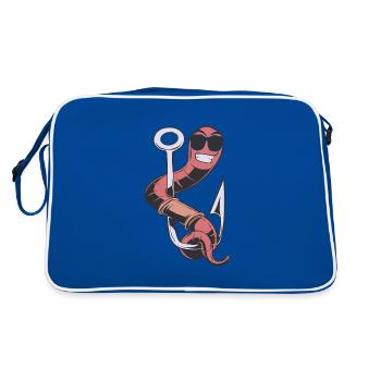 Hameçon de pêcheur avec une canne à pêche appât à ver pour - Sac Retro - bleu/blanc - Dos