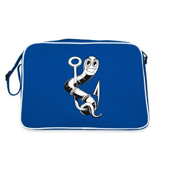 Talons de pêcheur avec une canne à pêche appât à ver pour - Sac Retro - bleu/blanc - Dos