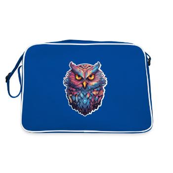 Luminous Nocturne: Holographic Owl Splendor - Retro Bag - blue/white - Back