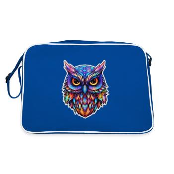Luminous Nocturne: Holographic Owl Splendor - Retro Bag - blue/white - Back