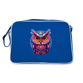 Luminous Nocturne: Holographic Owl Splendor - Retro Bag - blue/white - Back