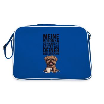 Meine Bolonka schnarcht lauter - Bolonka Zwetna - Retro Tasche - Blau/Weiß - Hinten