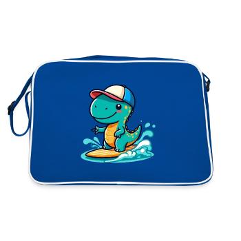 Designs For Kids – Lustige Dinosaurier - Retro Tasche - Blau/Weiß - Hinten