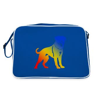 Chien Rottweiler - Sac Retro - bleu/blanc - Dos