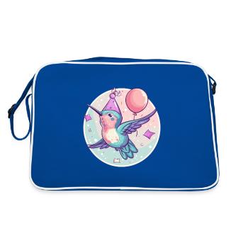 colibri oiseau anniversaire bébé - Sac Retro - bleu/blanc - Dos