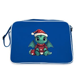 Drache Weihnachten Comic - Retro Tasche - Blau/Weiß - Hinten