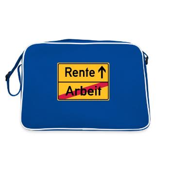 Arbeit Rente Ortsschild - Retro Tasche - Blau/Weiß - Hinten