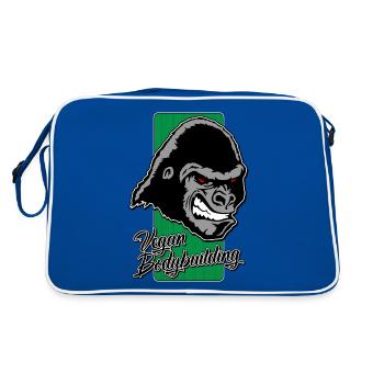 Vegan Bodybuilding (Gorilla) III - Retro Bag - blue/white - Back