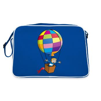 Garçon joyeux dans une montgolfière colorée. - Sac Retro - bleu/blanc - Dos