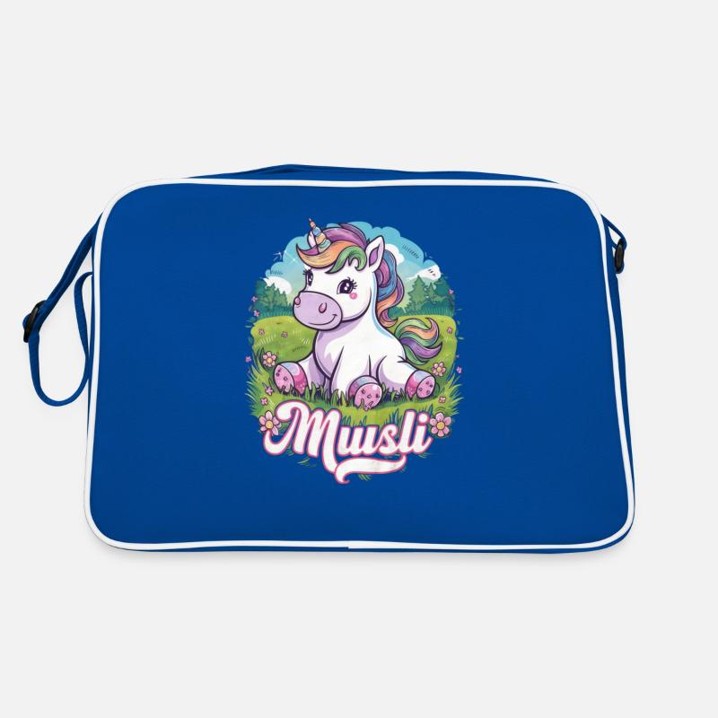 Kawaii Einhorn auf Blumenwiese Retro Tasche