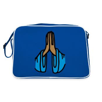 Prière Gratitude Mains repliées Méditation Prière - Sac Retro - bleu/blanc - Dos