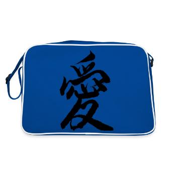 Chinese lettering love - Retro Bag - blue/white - Back