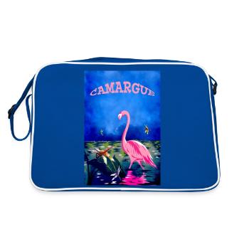 Camargue pink flamingo - Retro Bag - blue/white - Back