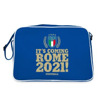 ITALIEN, ITALIA FOOTBALL ITS COMING ROME USED LOOK - Retro Tasche - Blau/Weiß - Hinten
