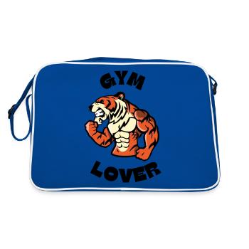 Orange Illustrated Tiger Gym Lover Kraftsport - Retro Tasche - Blau/Weiß - Hinten