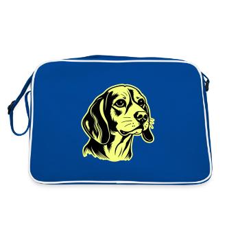 Beagle Hund Kopf - Retro Tasche - Blau/Weiß - Hinten