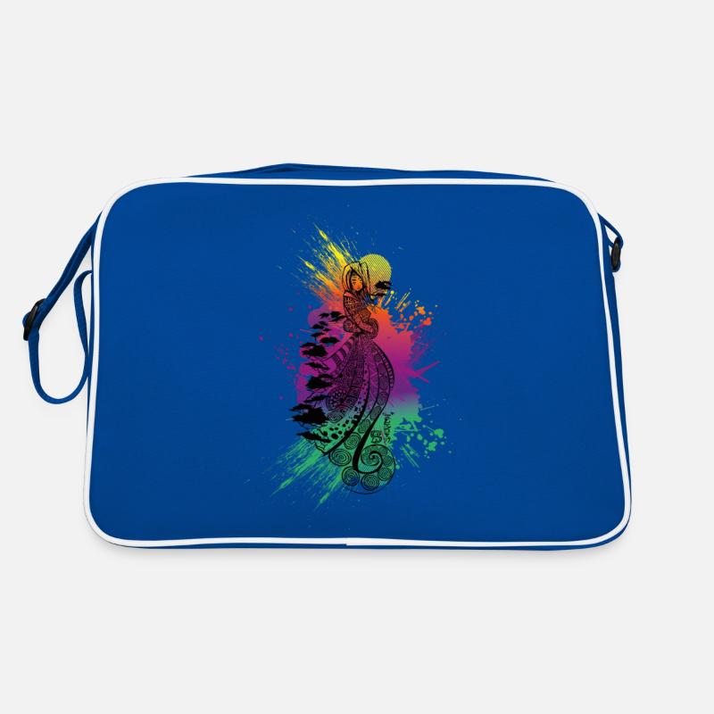 Schamane Lady Black - Retro Tasche - Blau/Weiß