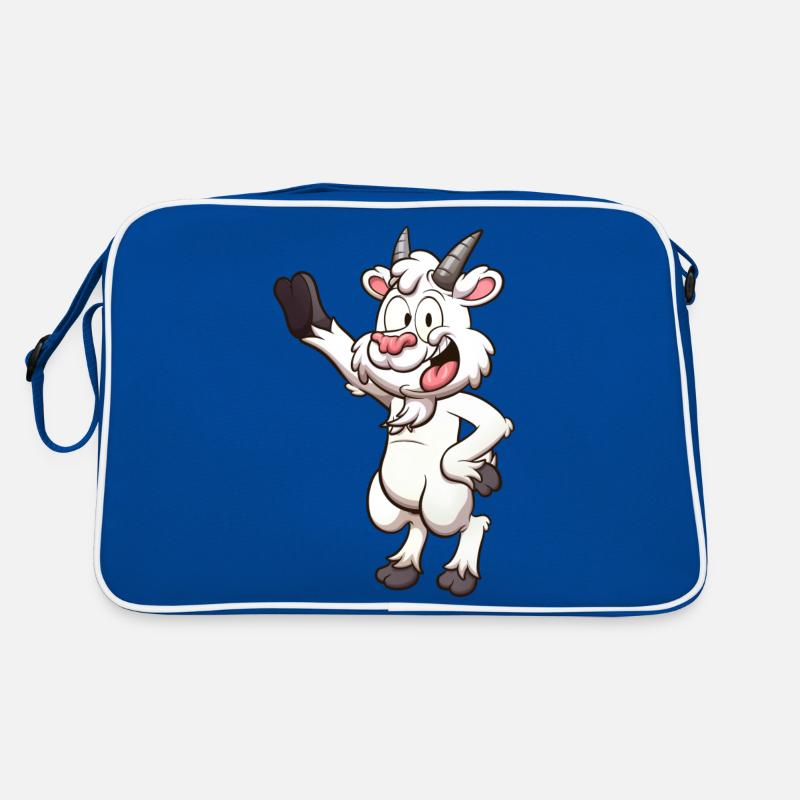 Freundliche lächelnde Cartoon-Ziege Retro Tasche