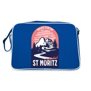 St. Moritz Schweiz Wallis - Retro Tasche - Blau/Weiß - Hinten