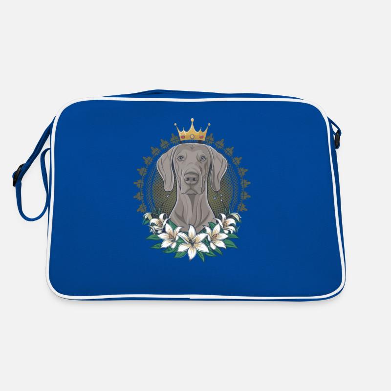 Weimaraner dog with crown and beautiful lilies Retro Bag