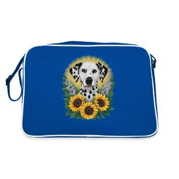 Cute Dalmatian with sunflowers and lilacs - Retro Bag - blue/white - Back