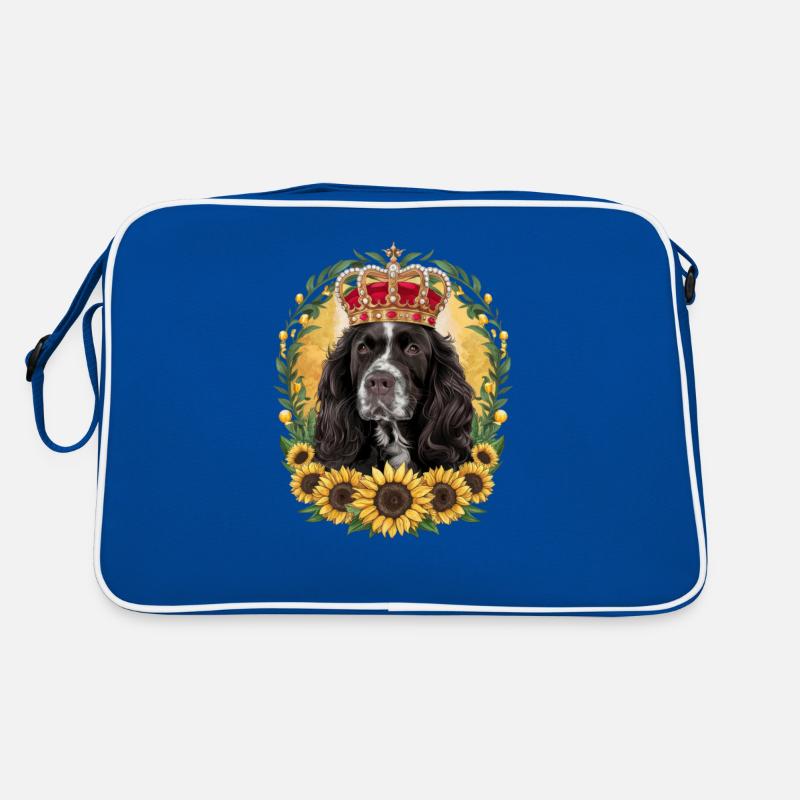 Cocker Spaniel avec couronne et tournesols Sac Retro