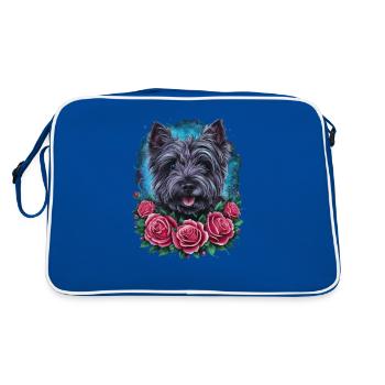 Mignon Cairn Terrier avec des roses colorées - Sac Retro - bleu/blanc - Dos
