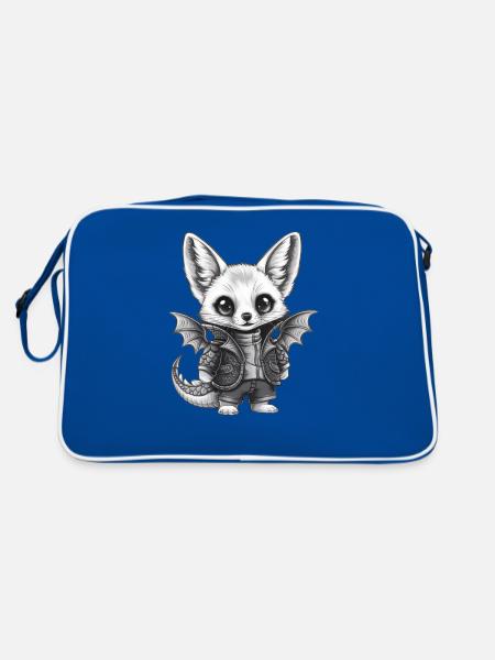 Renard du désert Fennec avec tenue de dragon cool - Sac Retro - bleu/blanc - Dos