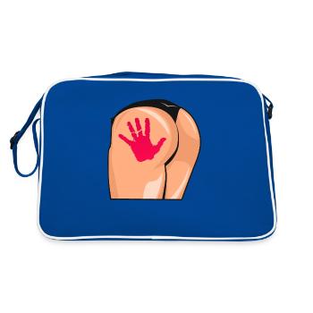 hand buttocks ass popotin naughty humor - Retro Bag - blue/white - Back