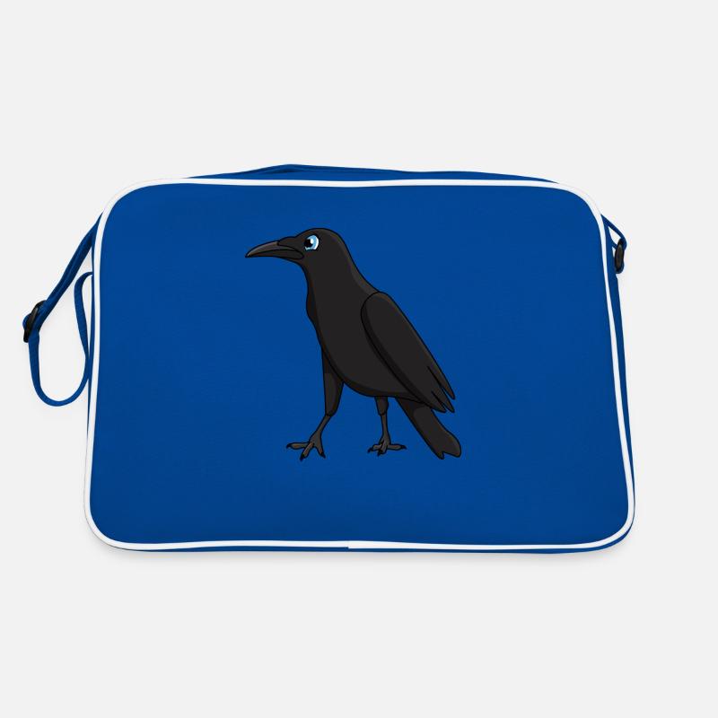 Krähe - Retro Tasche - Blau/Weiß
