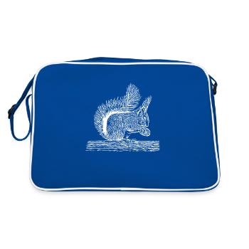 Écureuil doux avec noix - Sac Retro - bleu/blanc - Dos